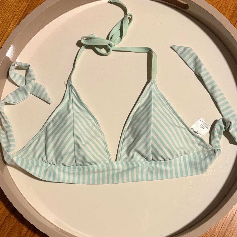 Mossimo Supply Co. Mint and White Striped Bikini Top